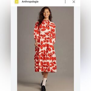 Anthropologie THE BETTINA TIERED MIDI SHIRT DRESS BY MAEVE